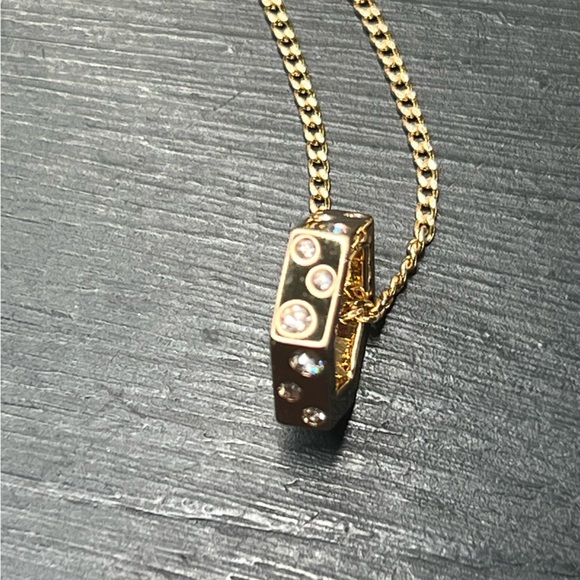 All Saints Scatter Pave Hex Pendant Necklace, Gold NWT - Picture 3 of 5